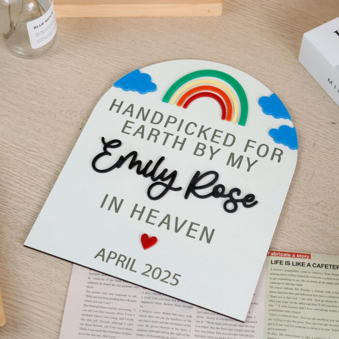 Rainbow Baby Announcement Sign| Custom Rainbow Baby Reveal Gift| Rainbow Baby Pregnancy Reveal - Image 11