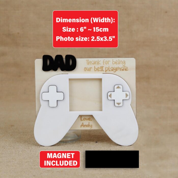 First Father’s Day Win! Custom Gamer Dad Photo Frame |  Personalized Gamer Dad Keepsake Gift - Image 2