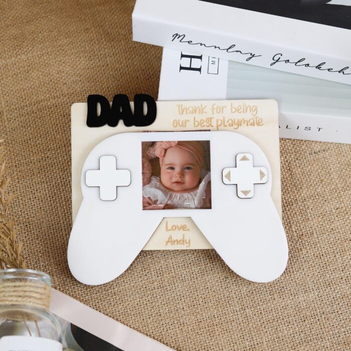 First Father’s Day Win! Custom Gamer Dad Photo Frame |  Personalized Gamer Dad Keepsake Gift