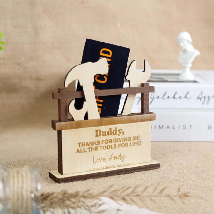 Custom Dad Toolbox Gift | Personalized Father’s Day Toolbox Card | Wooden Toolbox Gift Card Holder - Image 9
