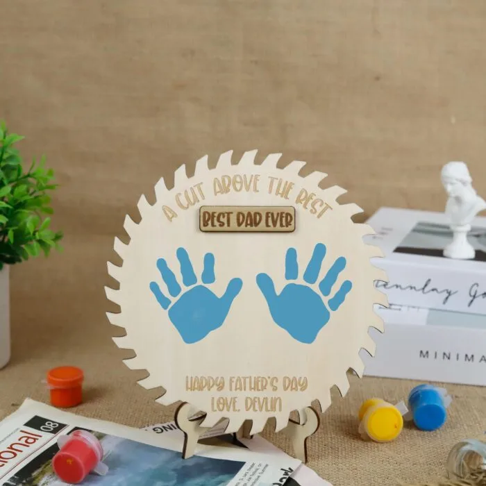 Custom Father’s Day Handprint Keepsake | Personalized Handprint Craft Gift | Father’s Day Keepsake Sign from Kids