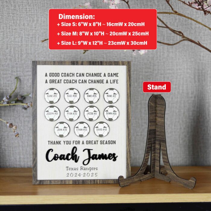 Thank You, Coach! Personalized Soccer Plaque | Engraved Soccer Coach Appreciation Sign | Personalized Team Gift for Beloved Soccer Coach - Image 2