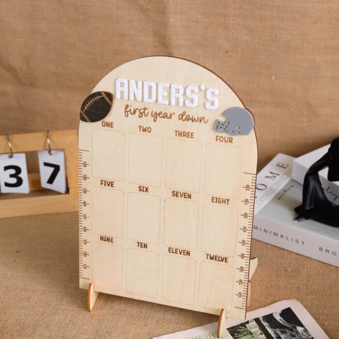 Custom Football Baby Milestone Board| Personalized First Year Keepsake| Personalized Football| Themed Baby Milestone Sign for 1st Year - Image 6
