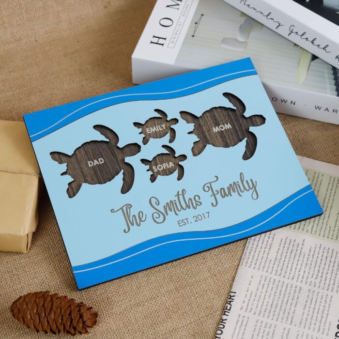 Custom Turtle Family Sign with Names & Dates| Personalized Turtle Family Sign for Homes| Turtle Family Sign with Names for Home - Image 9