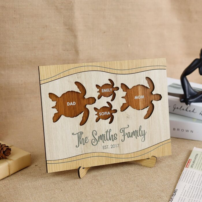 Custom Turtle Family Sign with Names & Dates| Personalized Turtle Family Sign for Homes| Turtle Family Sign with Names for Home - Image 6