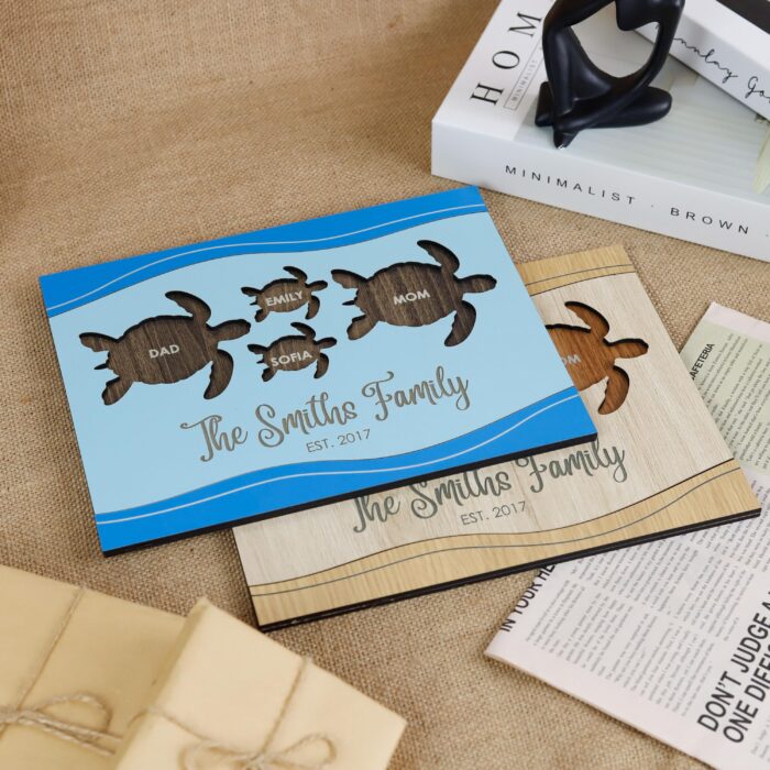 Custom Turtle Family Sign with Names & Dates| Personalized Turtle Family Sign for Homes| Turtle Family Sign with Names for Home - Image 4