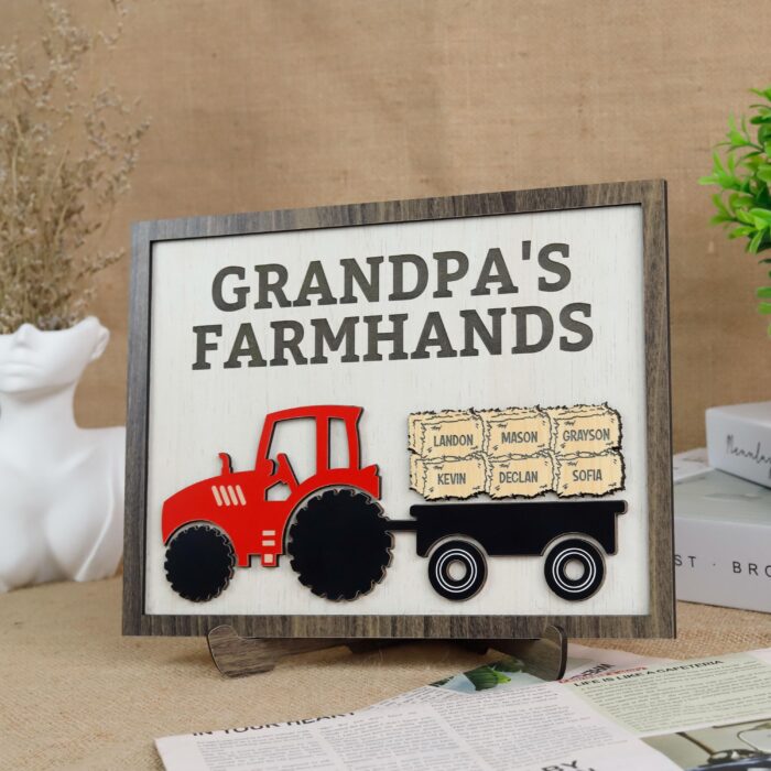Custom Grandpa Tractor Sign with Grandkids’ Names| Personalized Tractor Sign for Grandpa’s Gift| Grandpa’s Farm Sign with Kids’ Names - Image 4