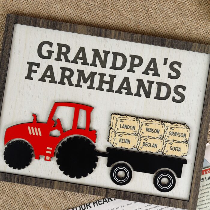 Custom Grandpa Tractor Sign with Grandkids’ Names| Personalized Tractor Sign for Grandpa’s Gift| Grandpa’s Farm Sign with Kids’ Names - Image 7