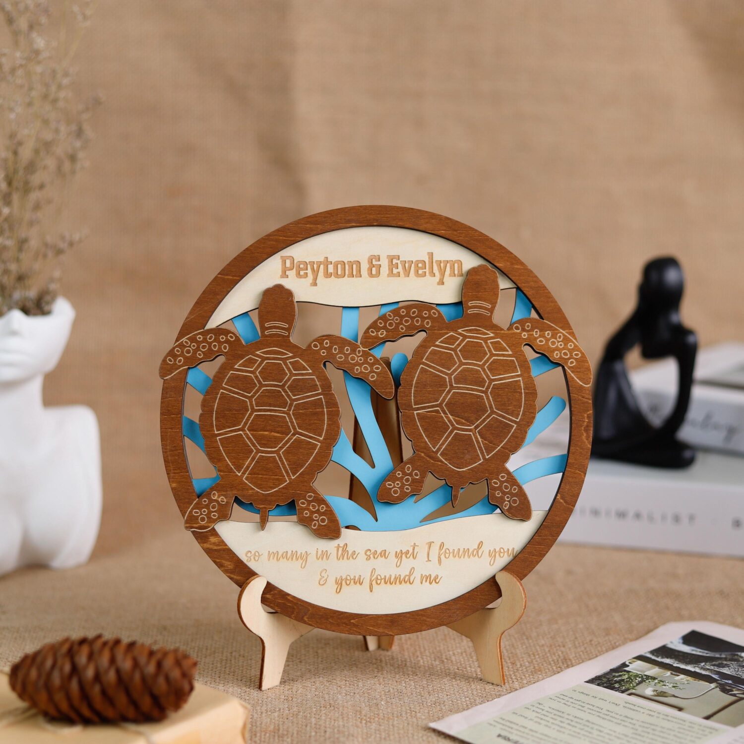 Custom Couple Turtle Sign with Names