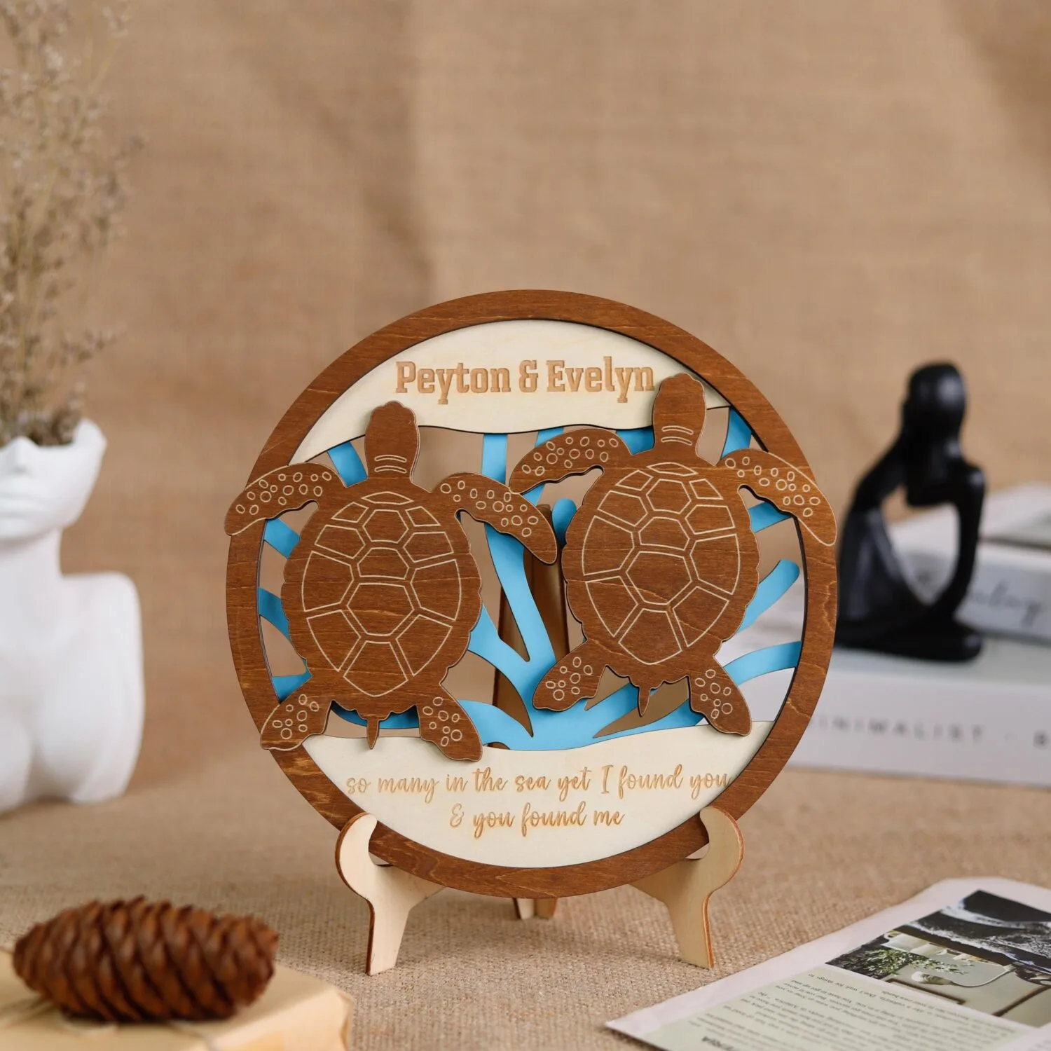 Custom Couple Turtle Sign with Names