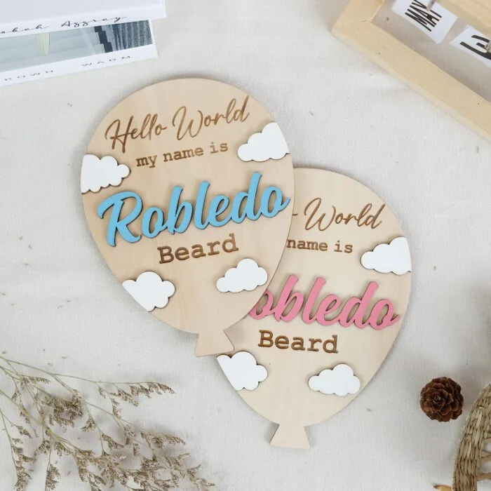 Personalized Cloud Balloon Sign | Custom Baby Balloon Wall Sign | Nursery Cloud Balloon Decor