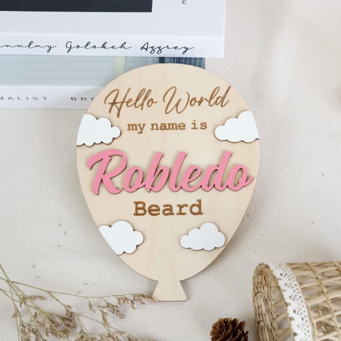 Personalized Cloud Balloon Sign | Custom Baby Balloon Wall Sign | Nursery Cloud Balloon Decor - Image 5