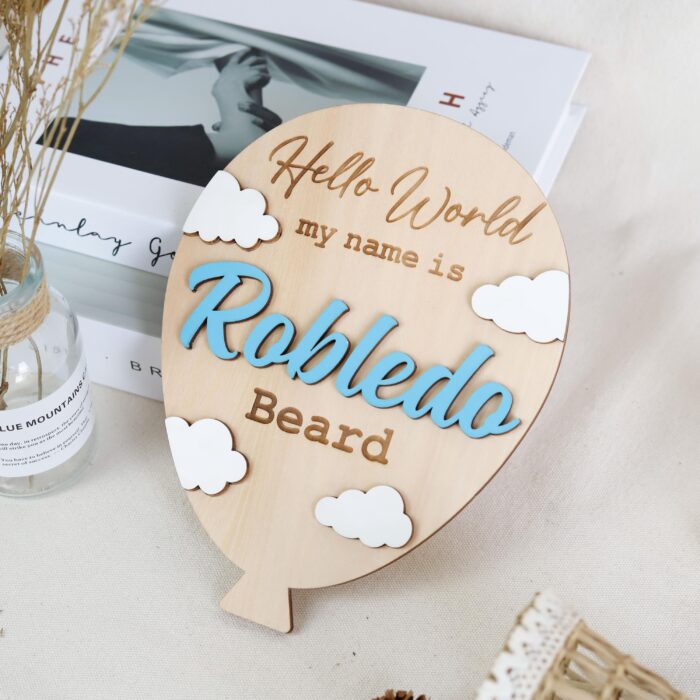 Personalized Cloud Balloon Sign | Custom Baby Balloon Wall Sign | Nursery Cloud Balloon Decor - Image 4