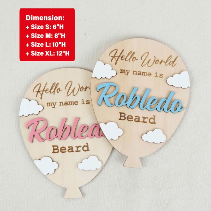 Personalized Cloud Balloon Sign | Custom Baby Balloon Wall Sign | Nursery Cloud Balloon Decor - Image 2