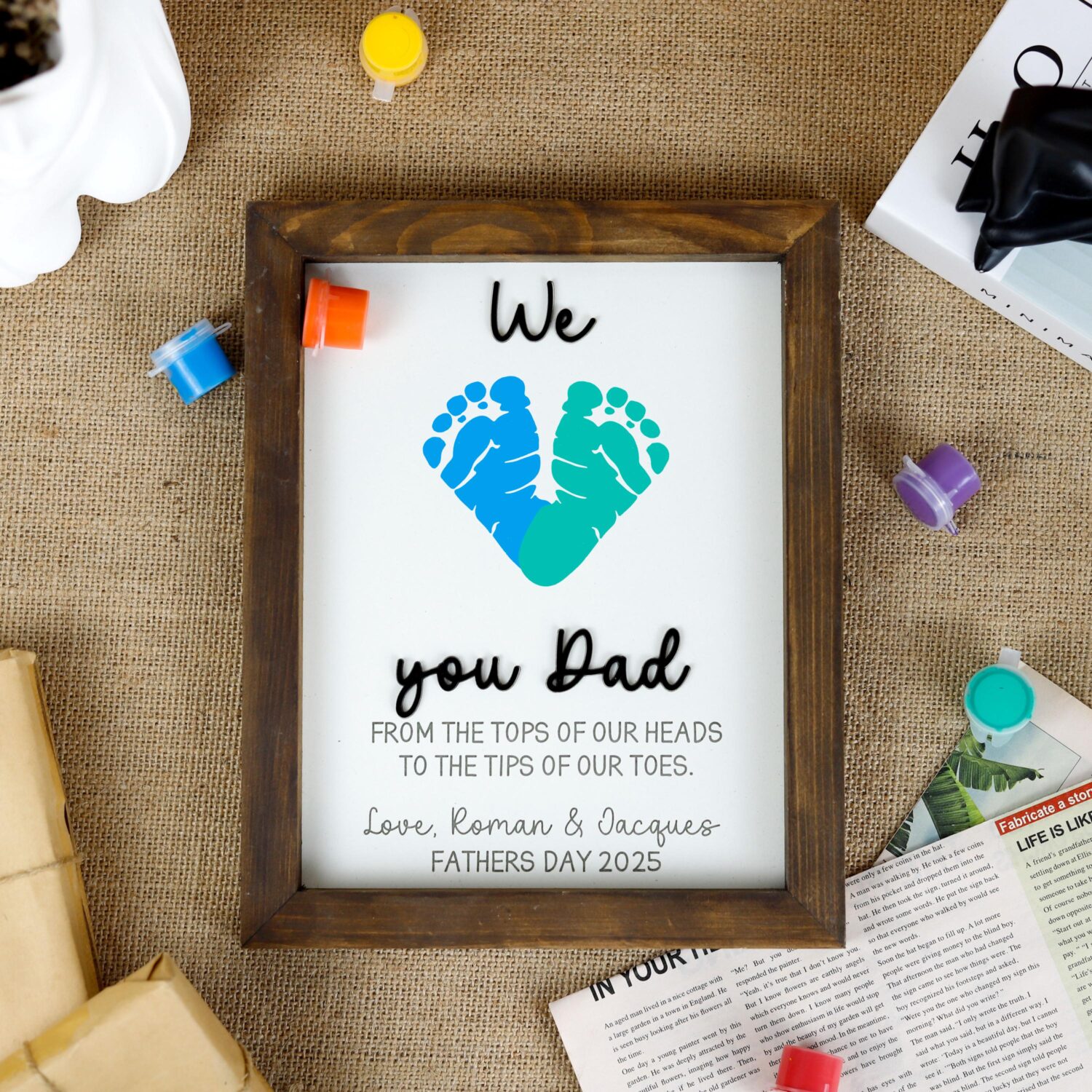 Custom Footprint Dad Sign with Names