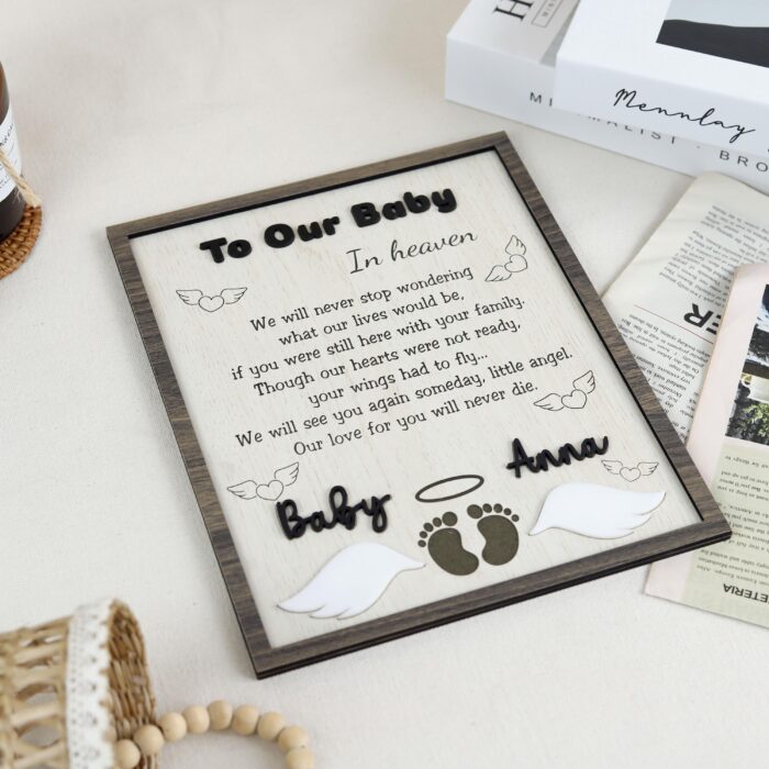 Baby Memorial Plaque for Lost Angels| Personalized Infant Loss Memorial Sign| Wooden Baby Remembrance Plaque - Image 5