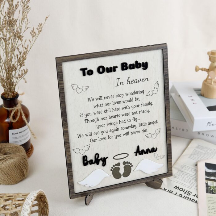 Baby Memorial Plaque for Lost Angels| Personalized Infant Loss Memorial Sign| Wooden Baby Remembrance Plaque - Image 6