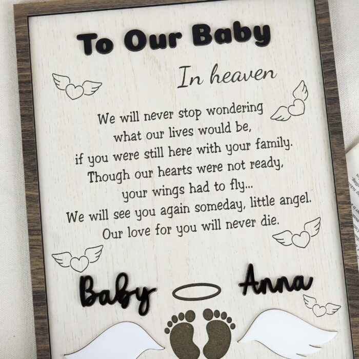 Baby Memorial Plaque for Lost Angels| Personalized Infant Loss Memorial Sign| Wooden Baby Remembrance Plaque - Image 4