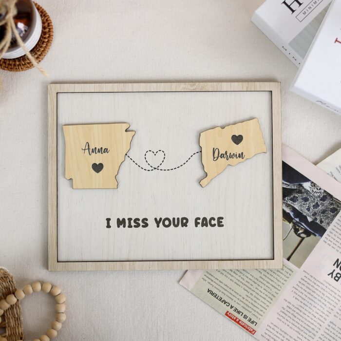 Long Distance Relationship Gift for Couples| Personalized Long Distance Love Gift| Engraved Long Distance Couple Sign - Image 9