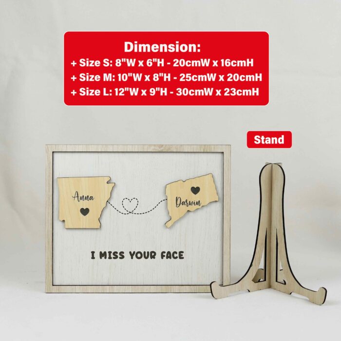 Long Distance Relationship Gift for Couples| Personalized Long Distance Love Gift| Engraved Long Distance Couple Sign - Image 2