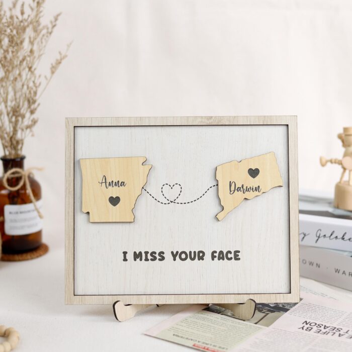 Long Distance Relationship Gift for Couples| Personalized Long Distance Love Gift| Engraved Long Distance Couple Sign - Image 11