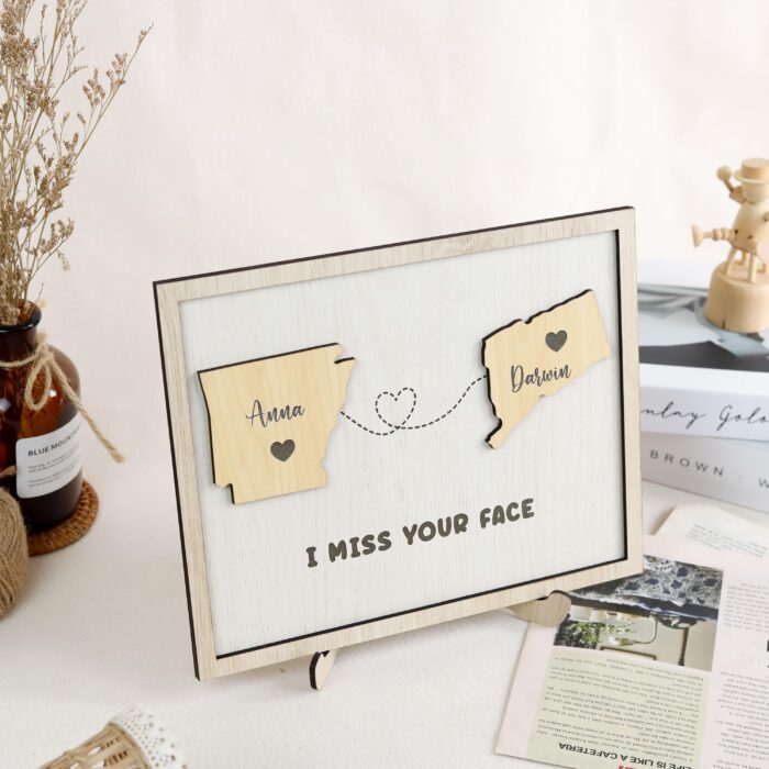 Long Distance Relationship Gift for Couples| Personalized Long Distance Love Gift| Engraved Long Distance Couple Sign - Image 10