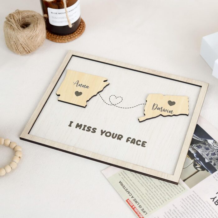 Long Distance Relationship Gift for Couples| Personalized Long Distance Love Gift| Engraved Long Distance Couple Sign - Image 8