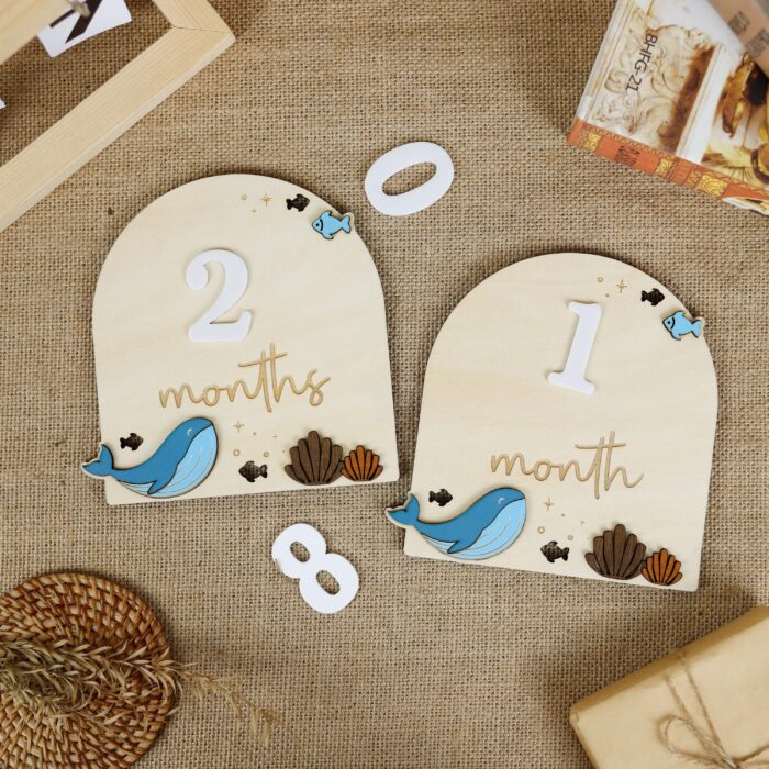 Custom Whale Baby Sign| Ocean Nursery Decor| Personalized Whale Birth Sign for Babies| Whale Baby Name Sign |  Cute Nursery Gift - Image 6