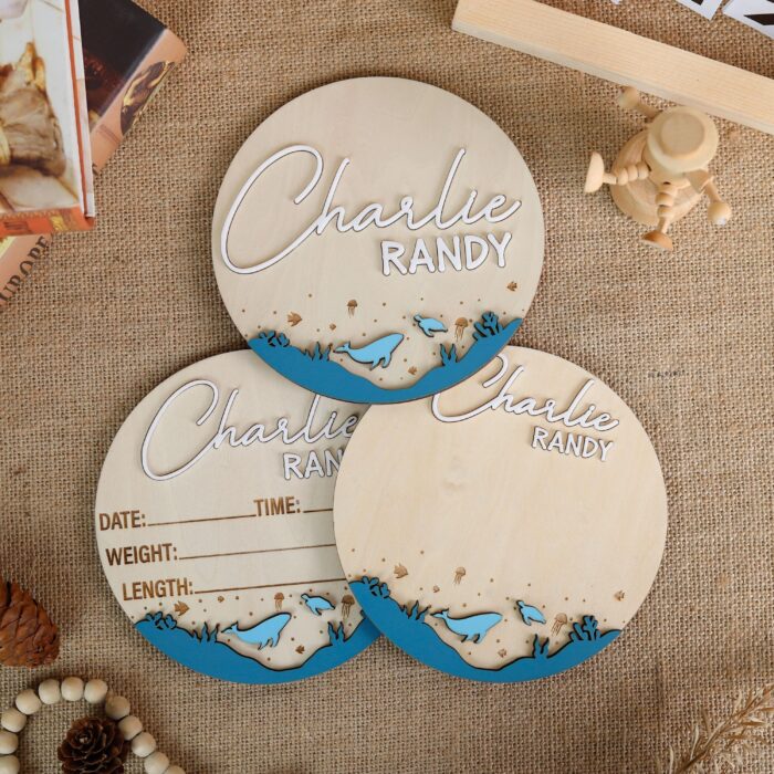 Custom Whale Birth Sign with Stats