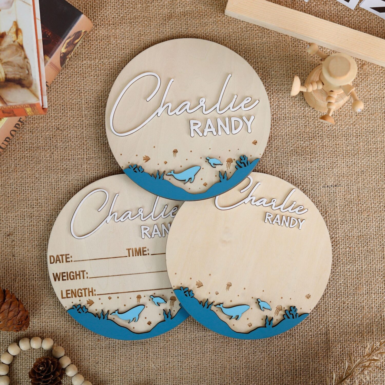 Custom Whale Birth Sign with Stats