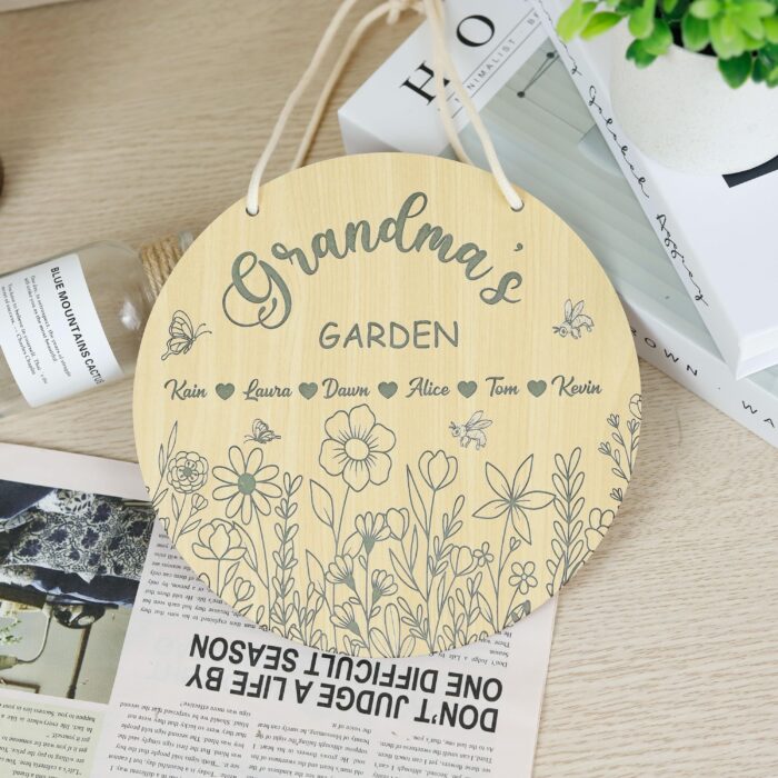Grandma’s Garden Birth Flower Plaque | Personalized Family Flower Sign for Grandma’s Love |  Custom Grandma’s Garden Sign with Kids’ Names - Image 5