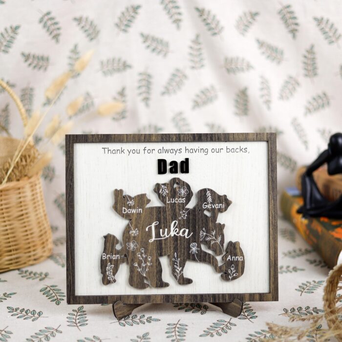 Custom Papa Bear Sign| Personalized 3D Dad Plaque | Papa Bear Father’s Day Gift