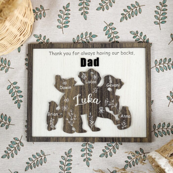 Custom Papa Bear Sign| Personalized 3D Dad Plaque | Papa Bear Father’s Day Gift - Image 3