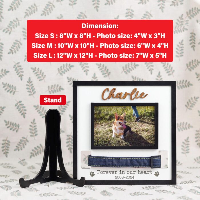 Custom Dog Memorial Collar Display Sign | Personalized Dog Collar Holder | Elegant Wood Dog Memorial Collar Stand - Image 2