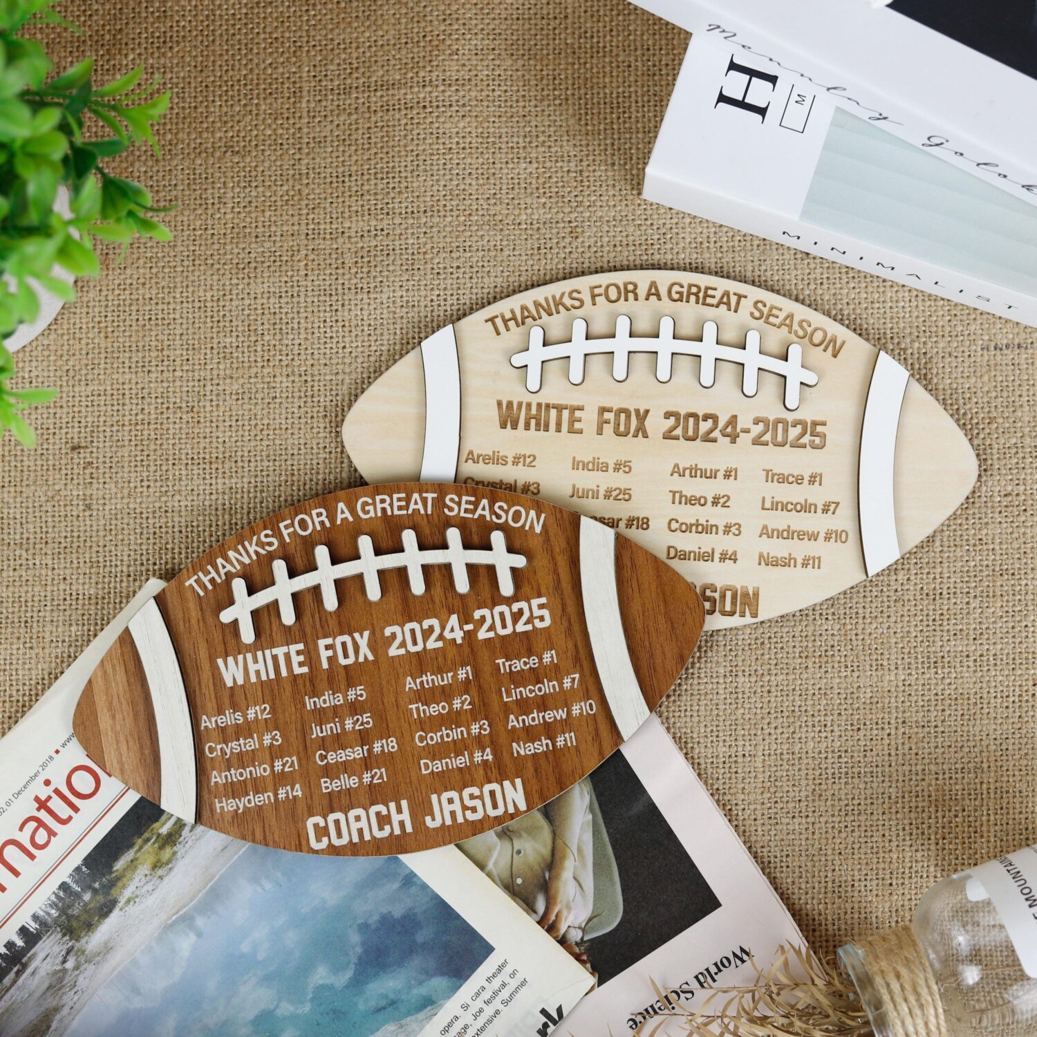 Engraved football keepsake