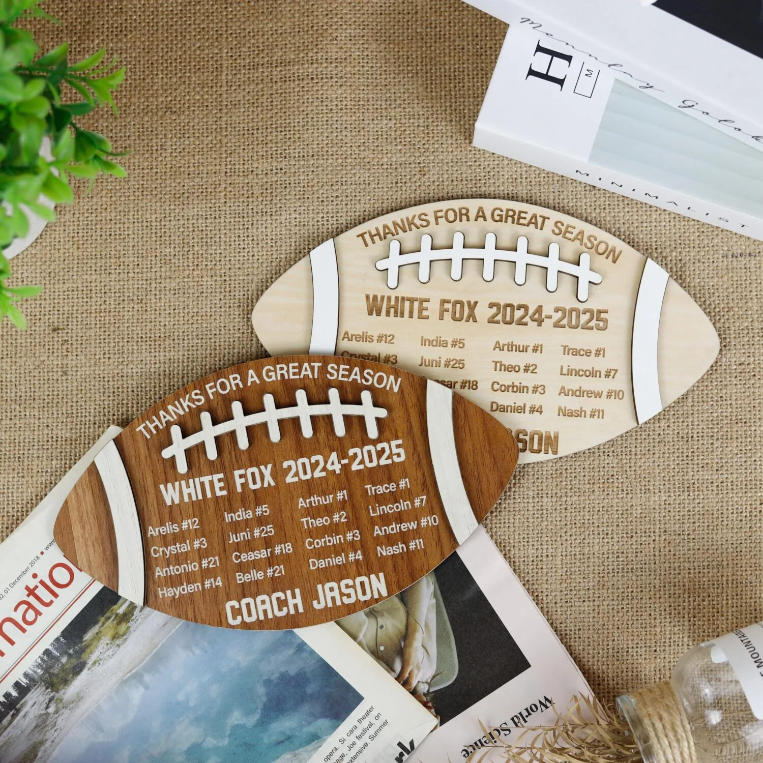 Engraved football keepsake