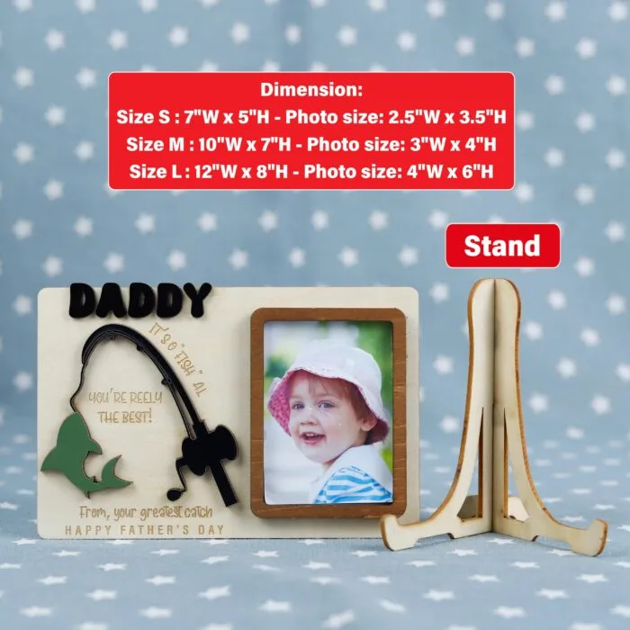 Custom Fishing Photo Frame for Dad| Gift for Father’s Day| Personalized Dad Fishing Frame| Engraved Fishing Picture Frame