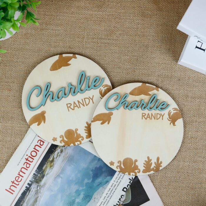 Sea Animal Baby Milestone Marker| Ocean Baby Monthly Milestone Discs| Wooden Sea Creature Milestone Set - Image 11