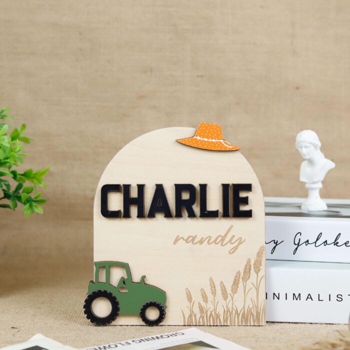 Custom Tractor Birth Sign| Personalized Farm Baby Gift| Engraved Tractor Birth Sign | Personalized Farm Baby Name Sign - Image 11