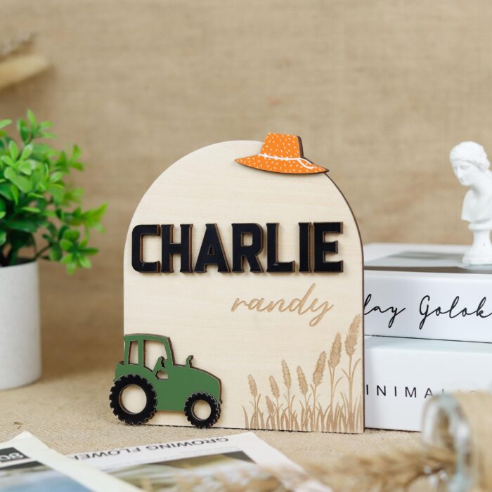 Custom Tractor Birth Sign| Personalized Farm Baby Gift| Engraved Tractor Birth Sign | Personalized Farm Baby Name Sign - Image 8