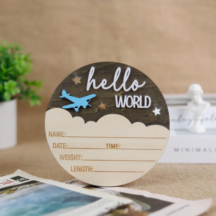 Personalized Hello World Baby Birth Stats Sign | Custom Name & Stats Baby Sign | Welcome, Baby! Engraved Hello World Nursery Keepsake
