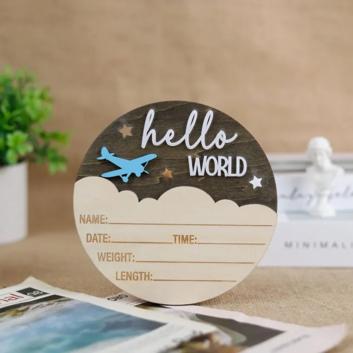 Personalized Hello World Baby Birth Stats Sign | Custom Name & Stats Baby Sign | Welcome, Baby! Engraved Hello World Nursery Keepsake