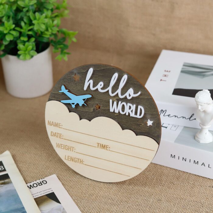 Personalized Hello World Baby Birth Stats Sign | Custom Name & Stats Baby Sign | Welcome, Baby! Engraved Hello World Nursery Keepsake - Image 7