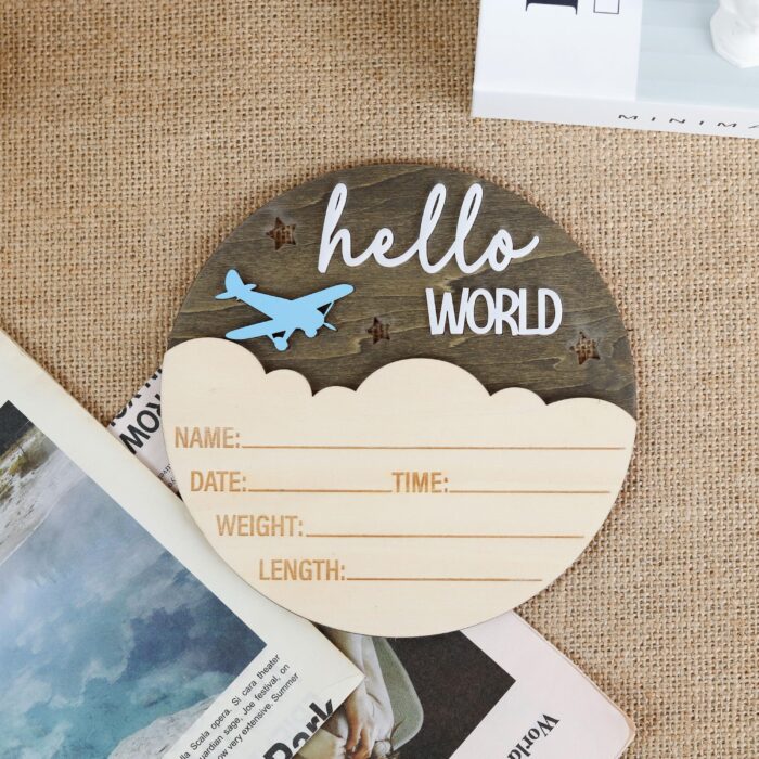 Personalized Hello World Baby Birth Stats Sign | Custom Name & Stats Baby Sign | Welcome, Baby! Engraved Hello World Nursery Keepsake - Image 4