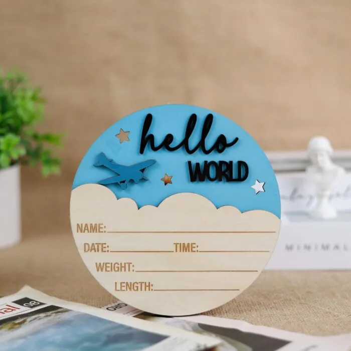 Personalized Airplane Birth Stats Sign | Custom Baby Arrival Sign with Name & Date | Personalized Wooden Baby Birth Keepsake