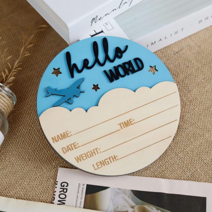 Personalized Airplane Birth Stats Sign | Custom Baby Arrival Sign with Name & Date | Personalized Wooden Baby Birth Keepsake - Image 8