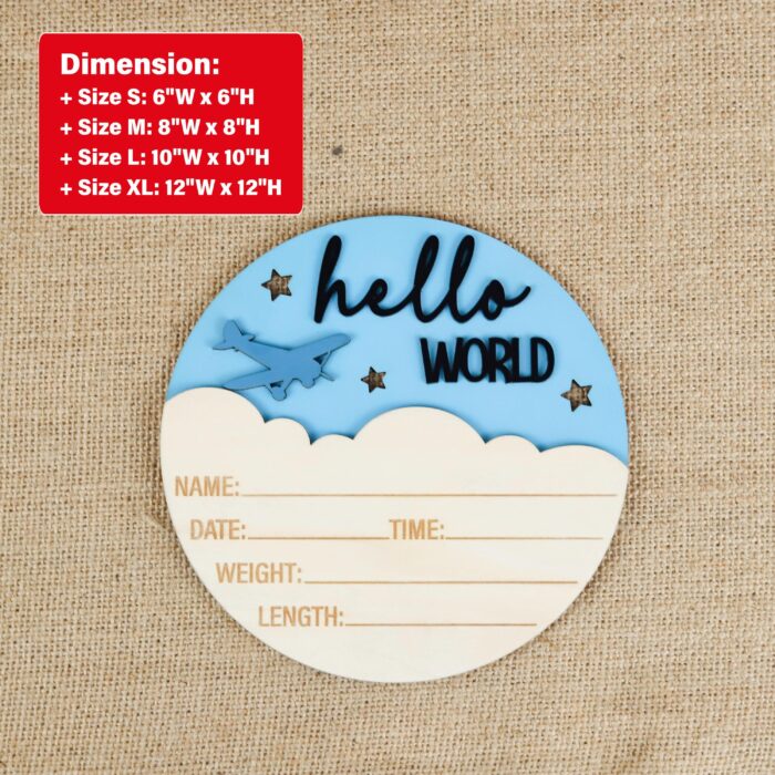 Personalized Airplane Birth Stats Sign | Custom Baby Arrival Sign with Name & Date | Personalized Wooden Baby Birth Keepsake - Image 2