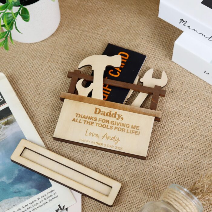 Custom Dad Toolbox Gift | Personalized Father’s Day Toolbox Card | Wooden Toolbox Gift Card Holder - Image 7