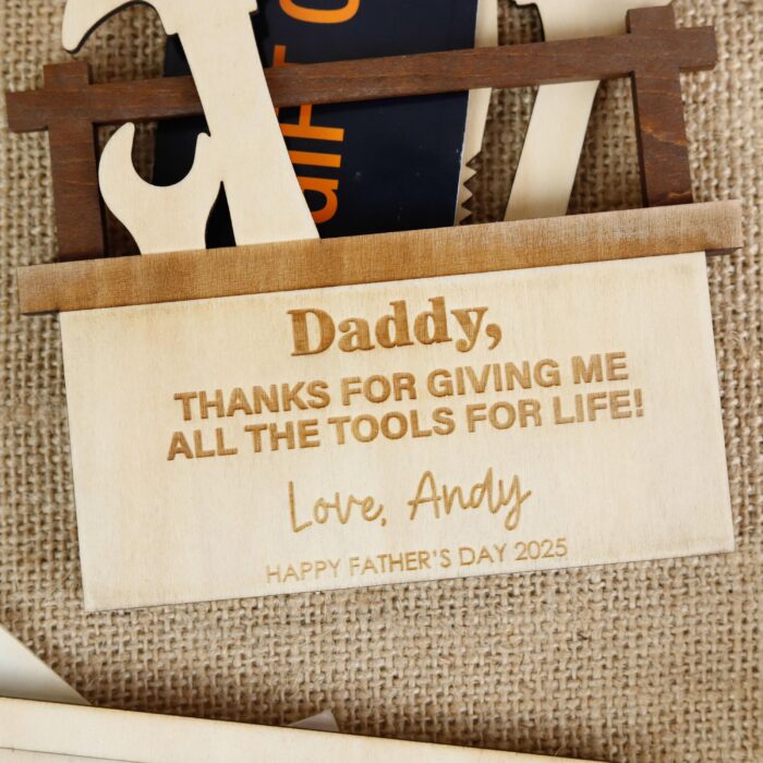Custom Dad Toolbox Gift | Personalized Father’s Day Toolbox Card | Wooden Toolbox Gift Card Holder - Image 8