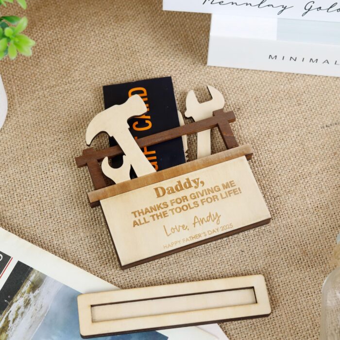 Custom Dad Toolbox Gift | Personalized Father’s Day Toolbox Card | Wooden Toolbox Gift Card Holder - Image 6